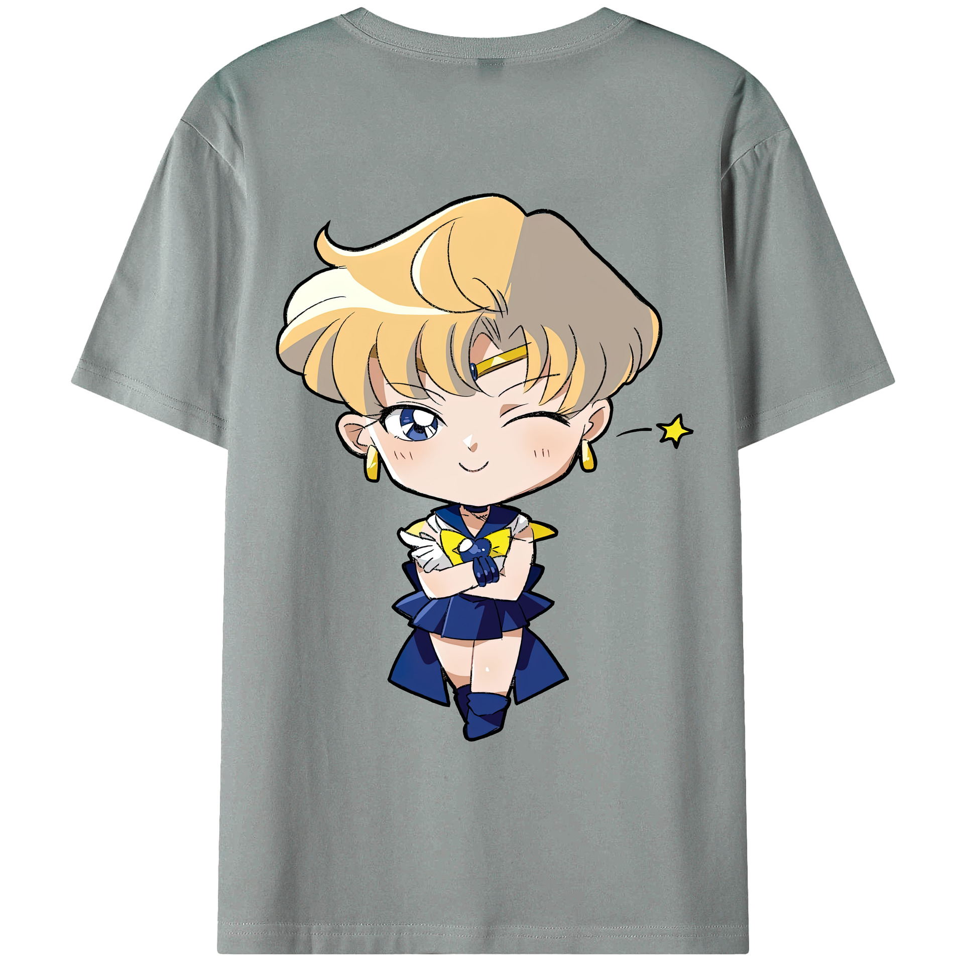 （画像用） 美少女戦士セーラームーン 天王はるか Sailor Moon Tenoh Haruka 綿100％ メンズ半袖Tシャツ（バックプリント） 通気性